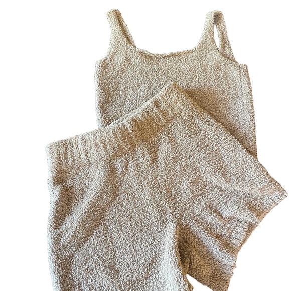 SKIMS Tops - SKIMS Cozy Knit Tank Top + Shorts Set Camel Brown L/XL